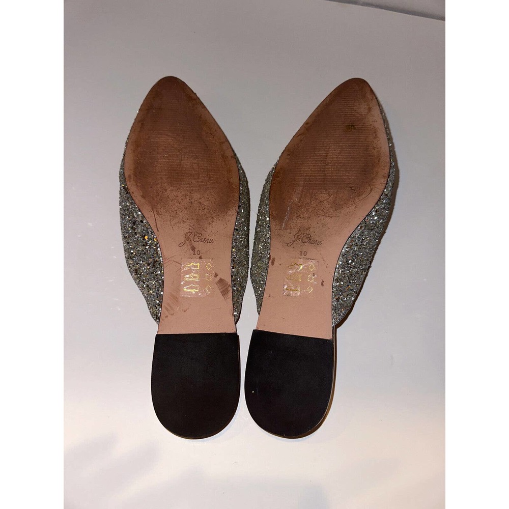 J. Crew Pointy Toe Mule In Silver Glitter Sparkle Slides Women's Size 10 K0036 - Picture 11 of 14